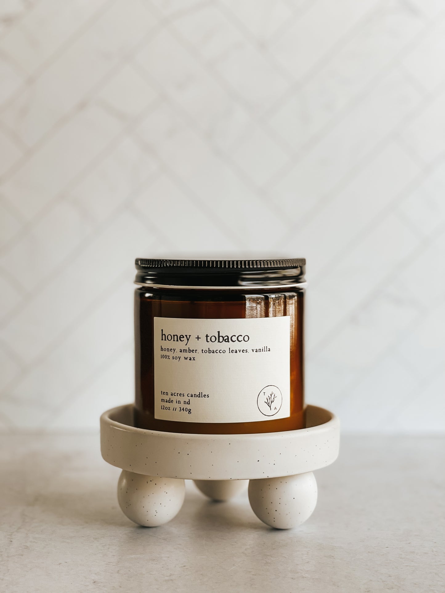 Honey + Tobacco // 12oz soy candle